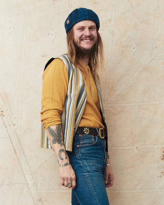 Hermansson Yellow Long Sleeve Ribbed Cotton Henley Shirt