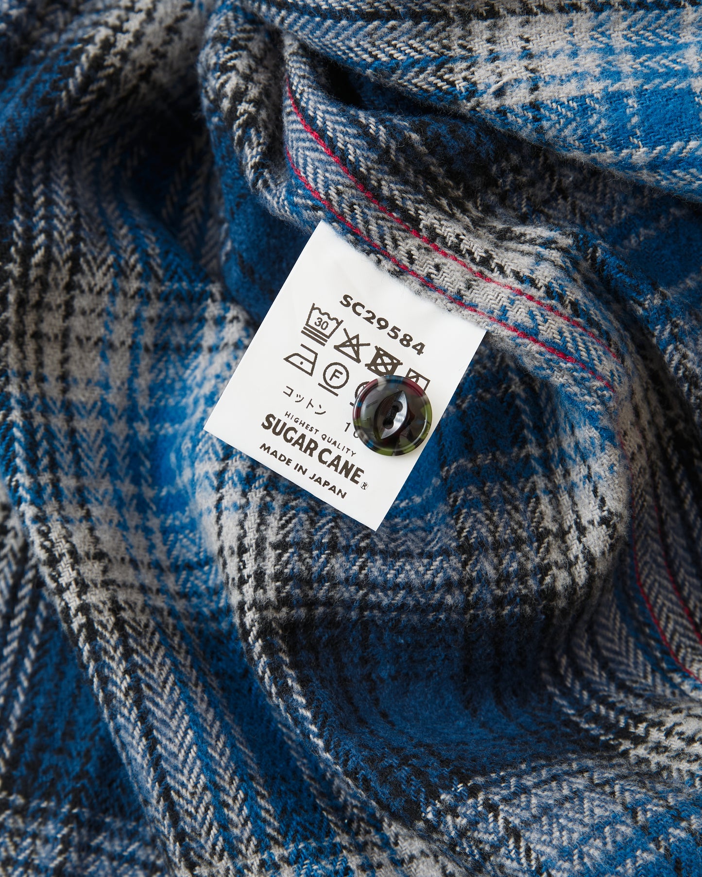 Sugar Cane & Co. SC29584 Fiction Romance Herringbone Twill Check Work Flanell Shirt Navy