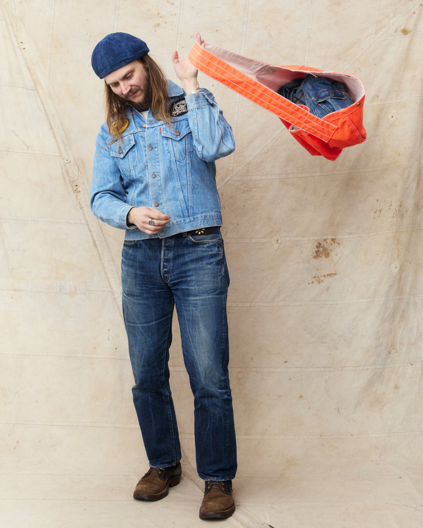 TCB Jeans News Paper Bag Solid Orange