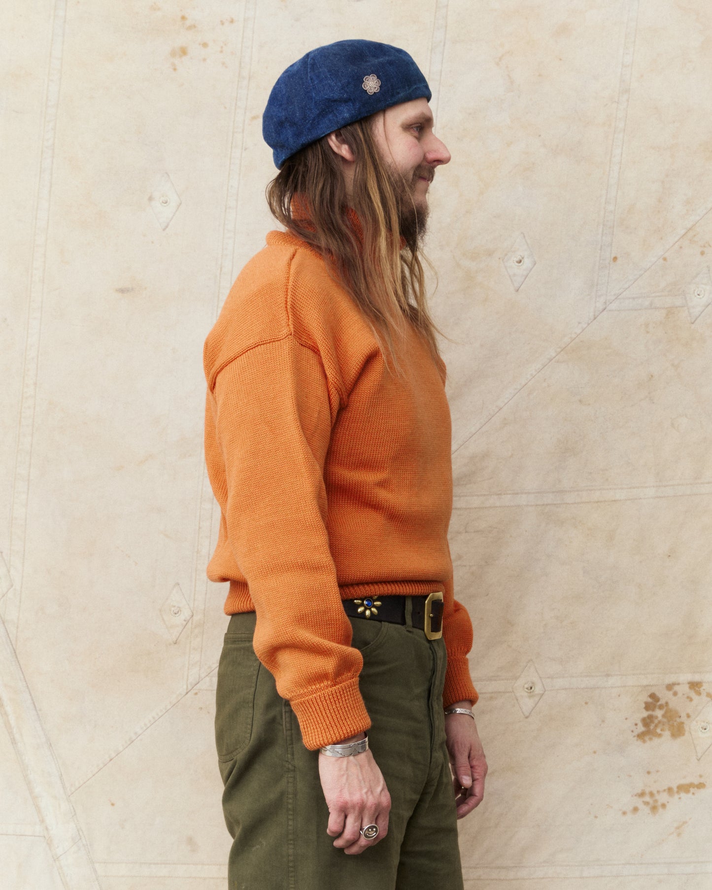 North Sea Clothing The Submariner Roll Neck Wool Sweater Orange