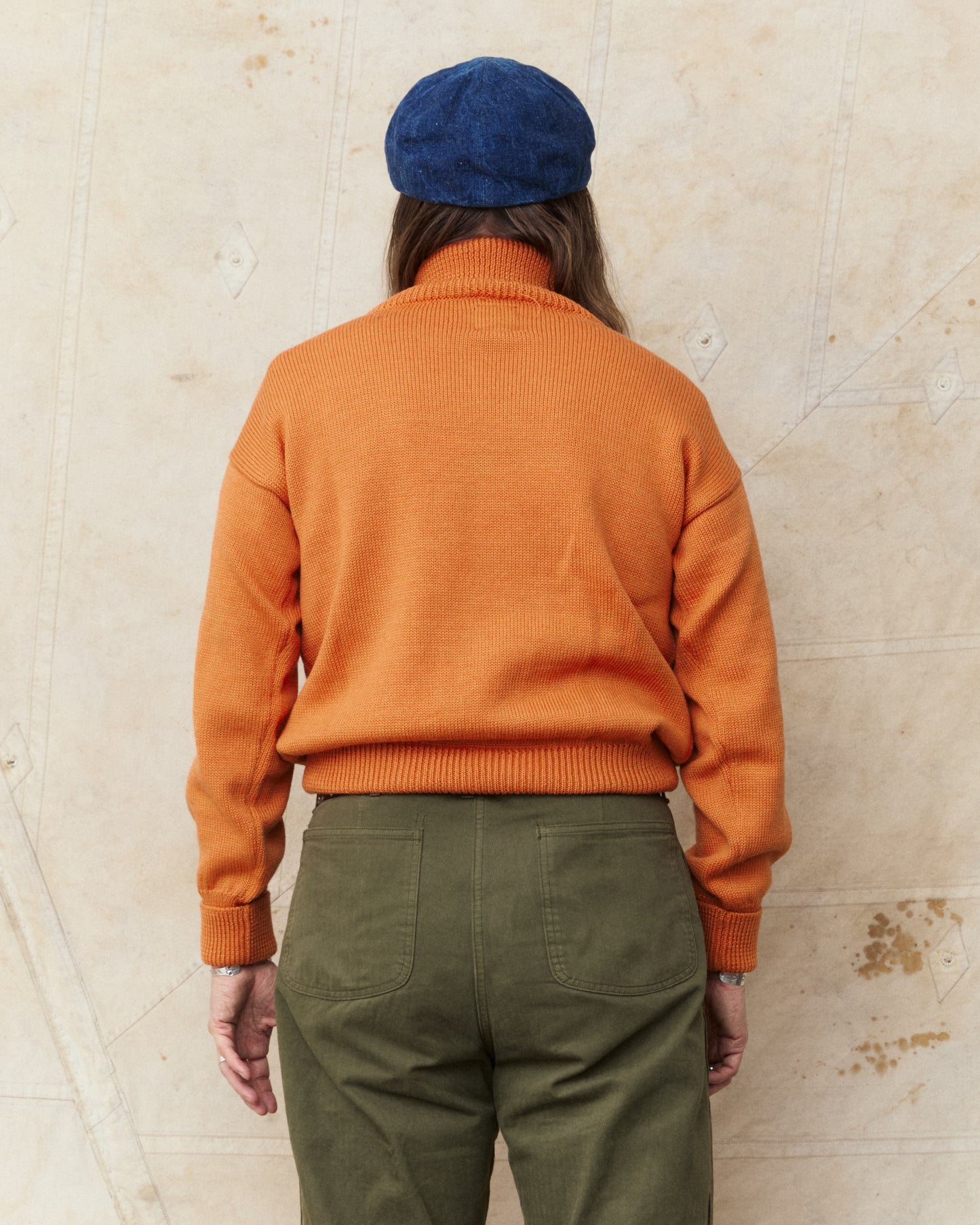 North Sea Clothing The Submariner Roll Neck Wool Sweater Orange