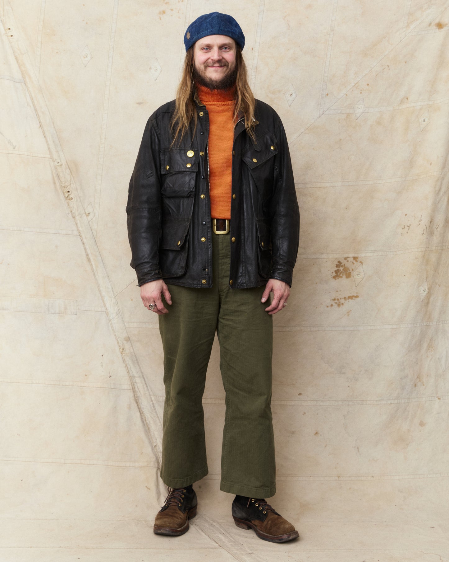 North Sea Clothing The Submariner Roll Neck Wool Sweater Orange