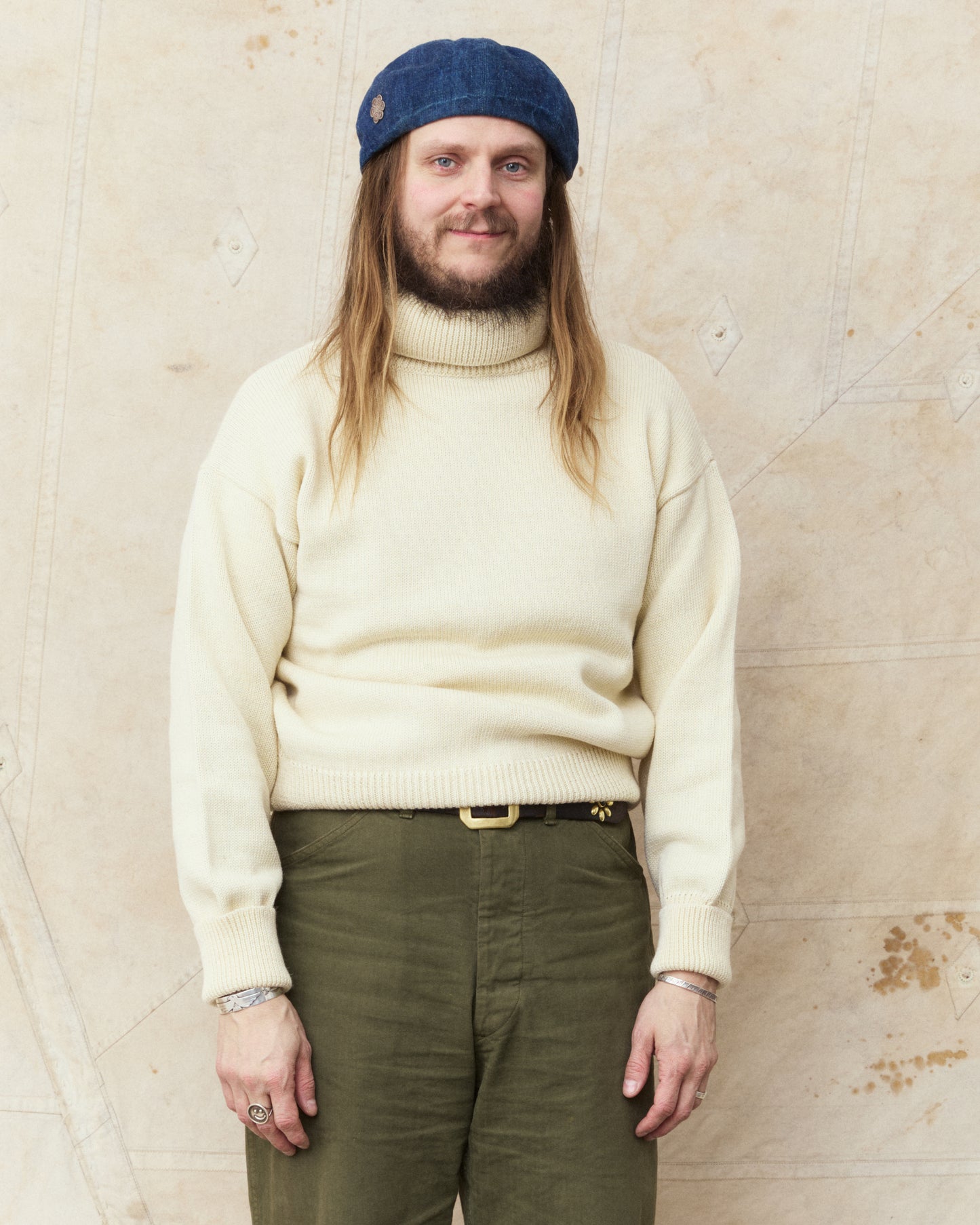 North Sea Clothing The Submariner Roll Neck Wool Jumper Ecru