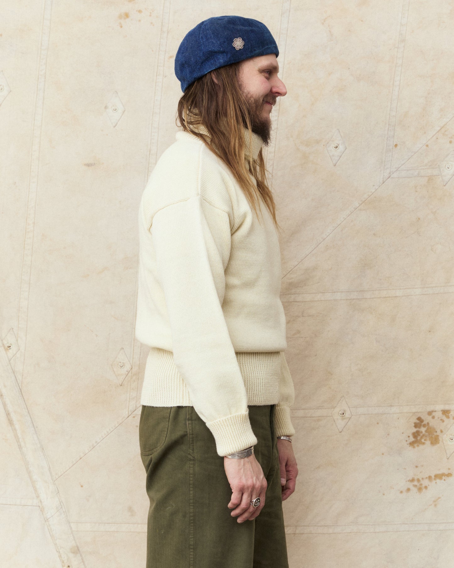 North Sea Clothing The Submariner Roll Neck Wool Jumper Ecru