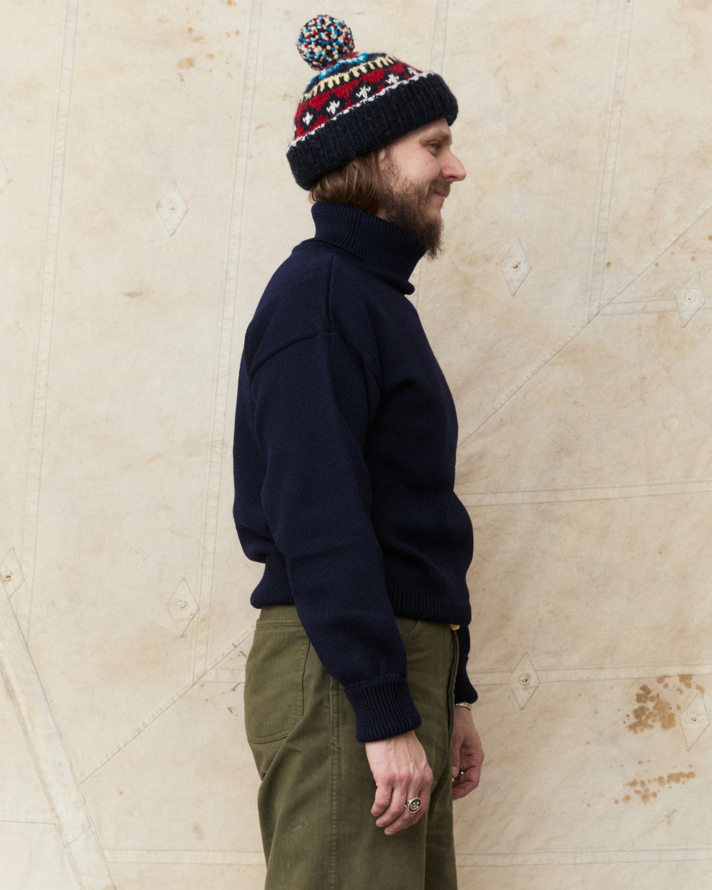 North Sea Clothing The Submariner Roll Neck Wool Jumper Navy