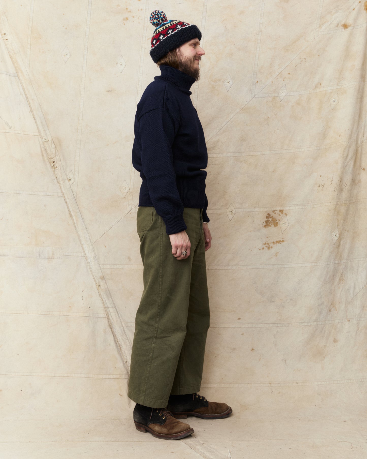 North Sea Clothing The Submariner Roll Neck Wool Jumper Navy