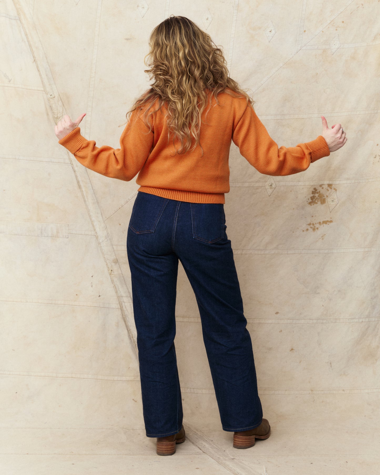 North Sea Clothing The Submariner Roll Neck Wool Sweater Orange