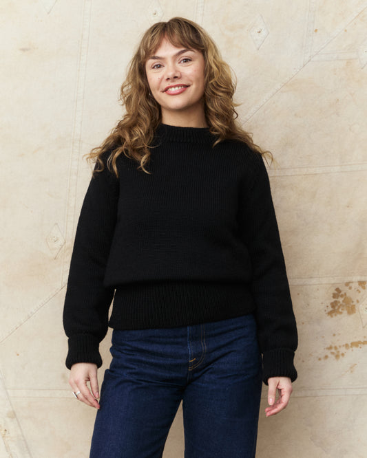 North Sea Clothing Ranger Wool Jumper Black – chunky British wool knit sweater
