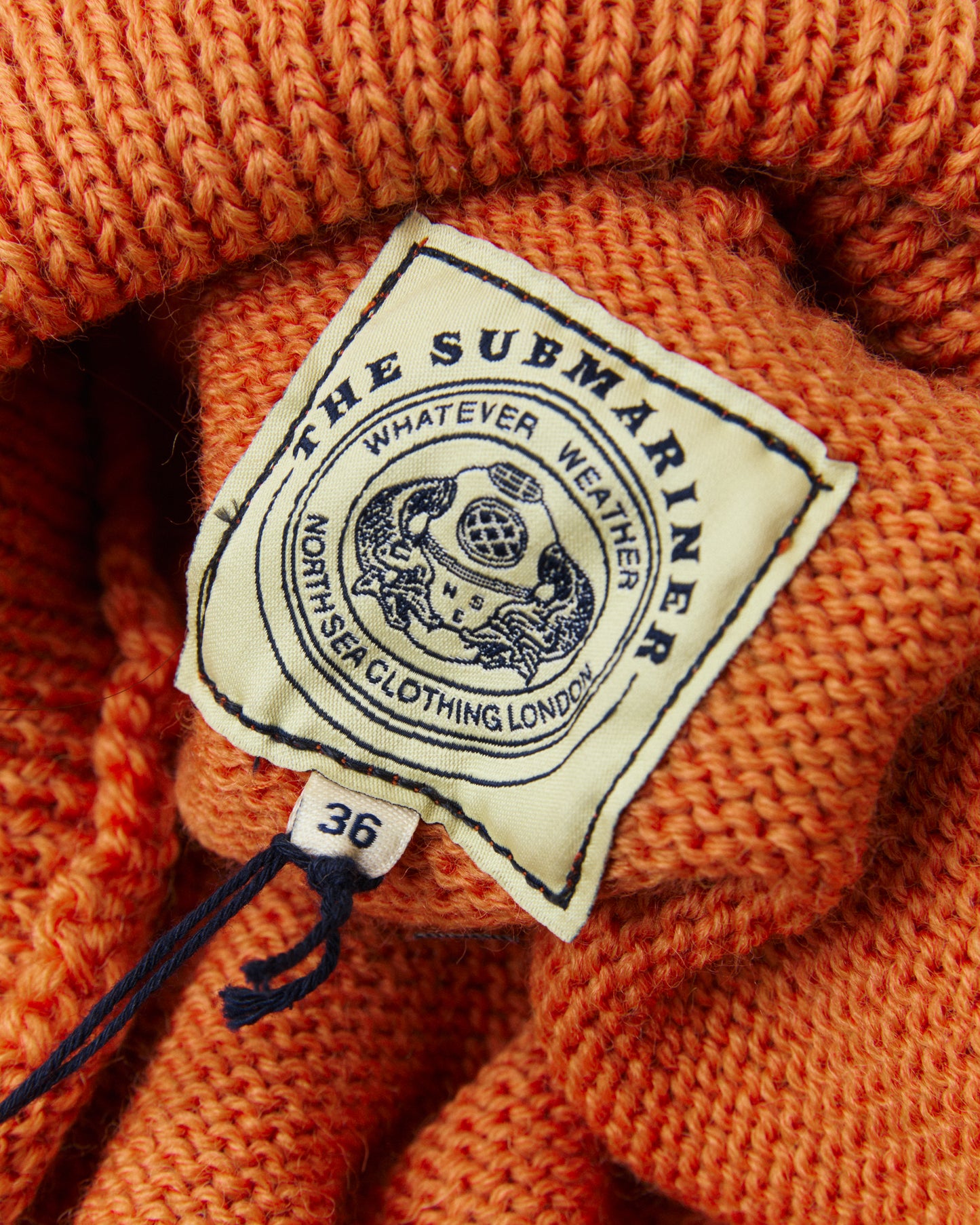 North Sea Clothing The Submariner Roll Neck Wool Sweater Orange