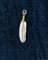 Larry Smith Eagle Head Feather Silver Pendent With 18K Gold Accent EFNL-0049-L