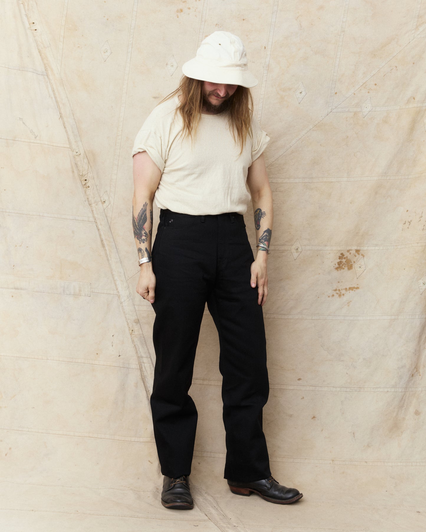 Momotaro MMJB0400 #400 Standard Wide 14.7oz Jeans Black