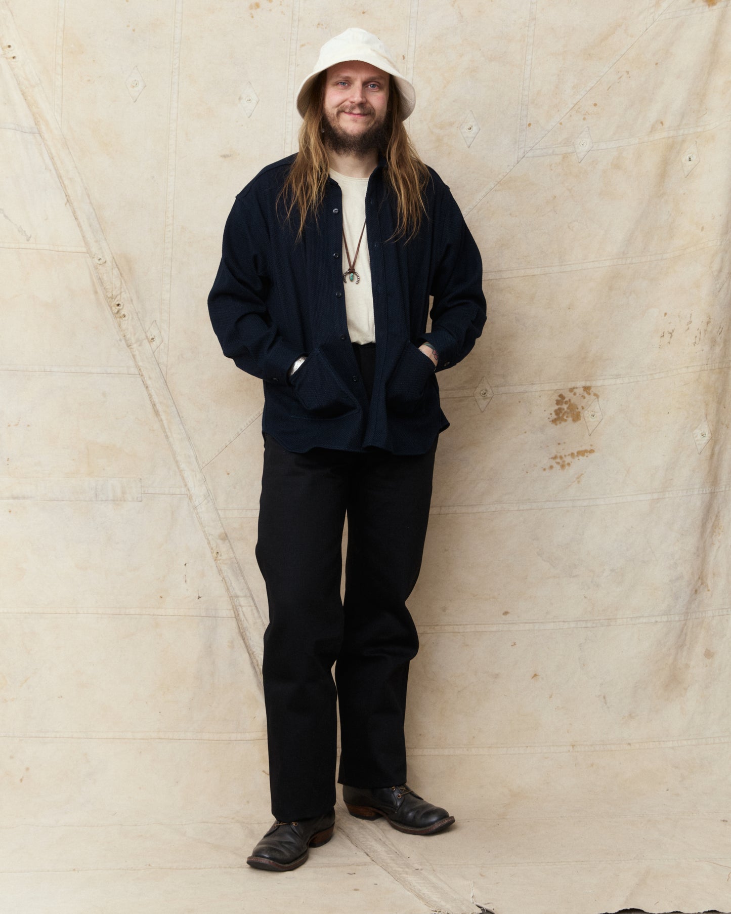 Japan Blue JBOT1317 Sashiko Big Shirts Jacket