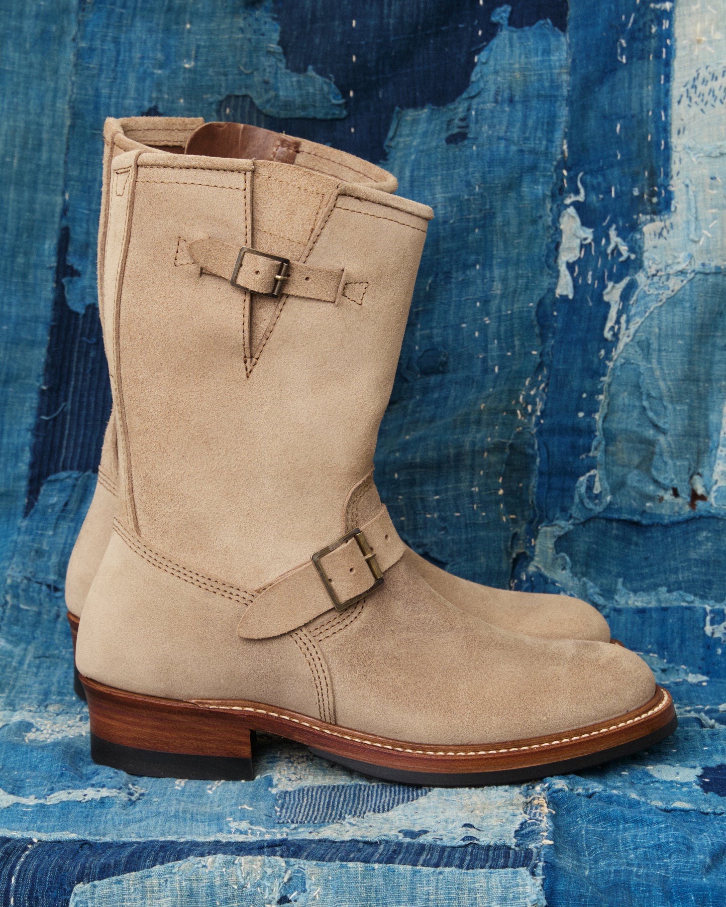 John Lofgren LK-003 Engineer Boots Horween Leather Natural Roughout