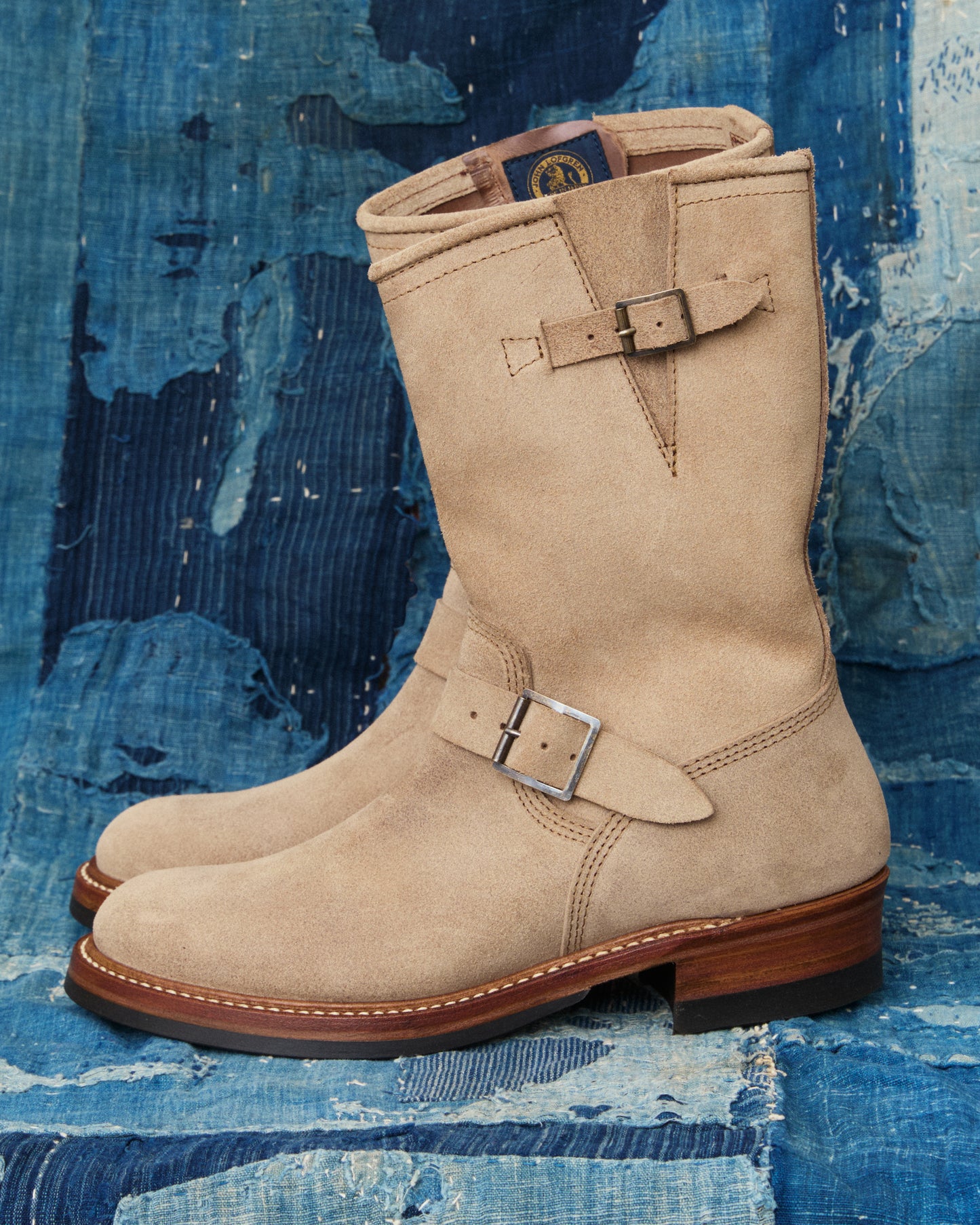 John Lofgren LK-003 Engineer Boots Horween Leather Natural Roughout
