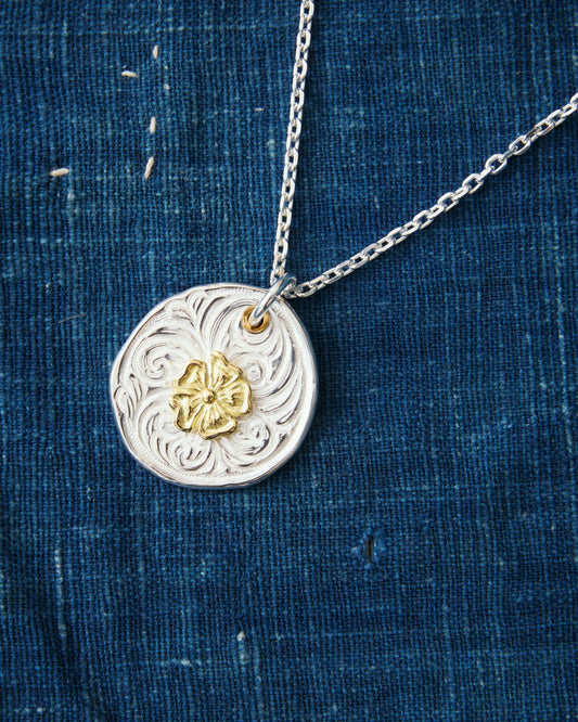 Larry Smith Karakusa Rose Pendant 18K 22K Gold NL-0181