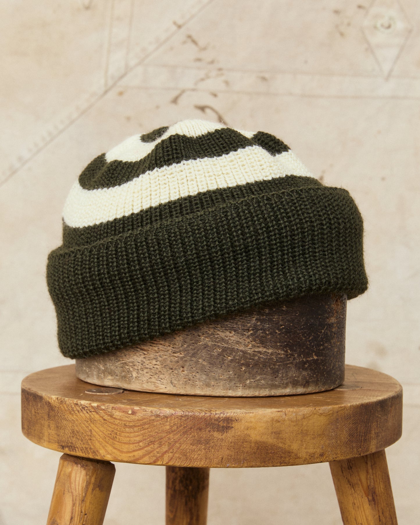 Heimat Jailhouse Mechanics Contrast Wool Hat Military Green / Seashell