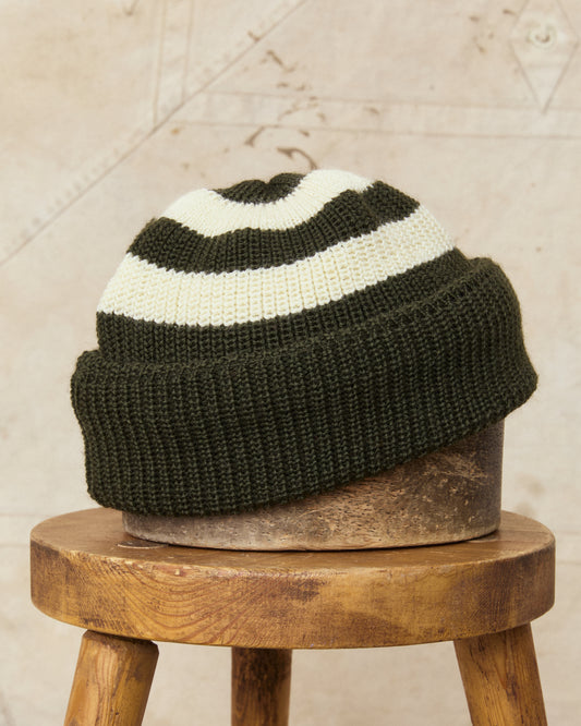 Heimat Jailhouse Mechanics Contrast Wool Hat Military Green / Seashell