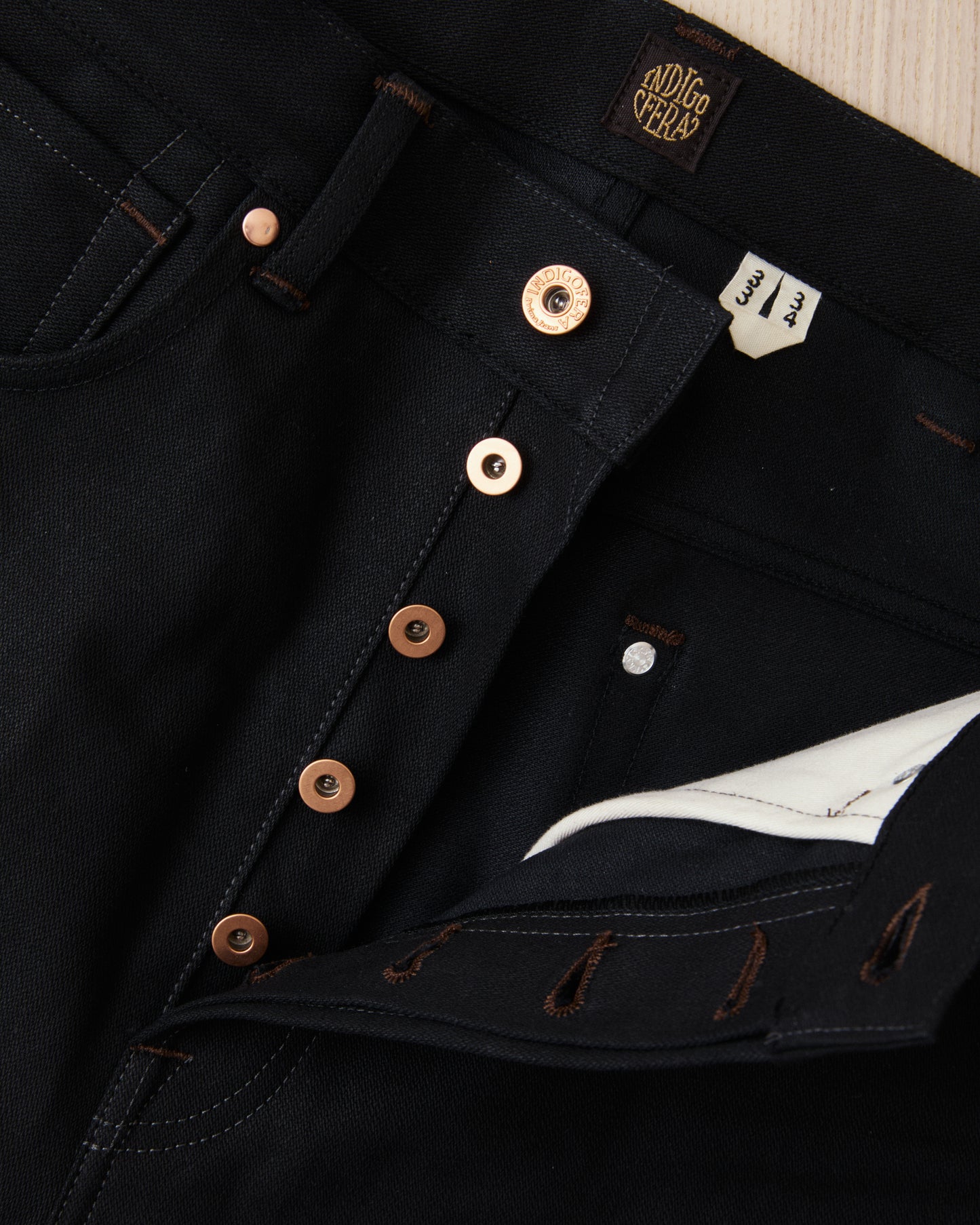 Indigofera Wyatt Bootcut Jeans Uneven Broken Twill Black