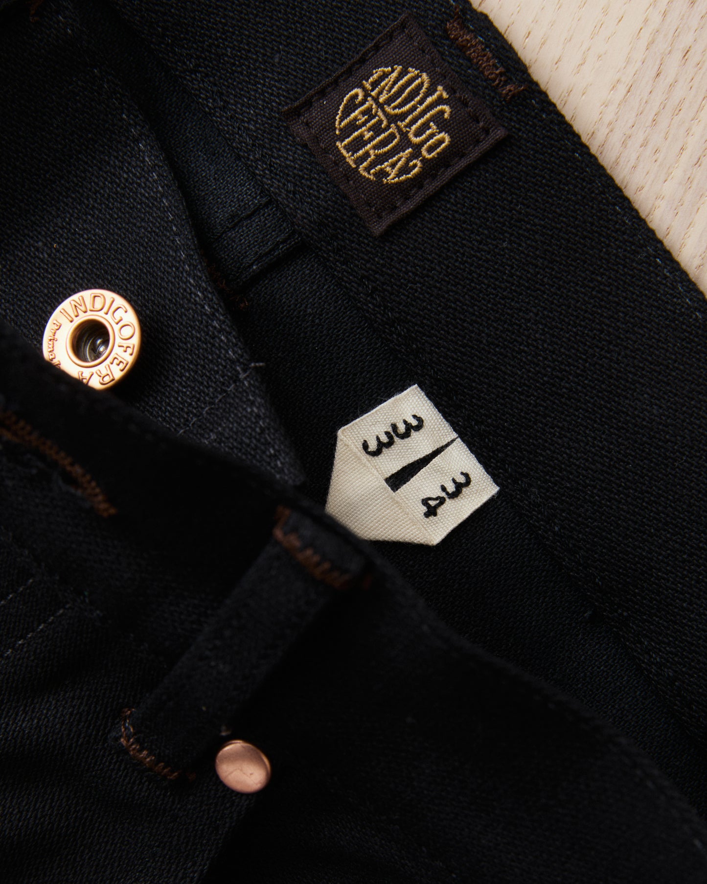 Indigofera Wyatt Bootcut Jeans Uneven Broken Twill Black