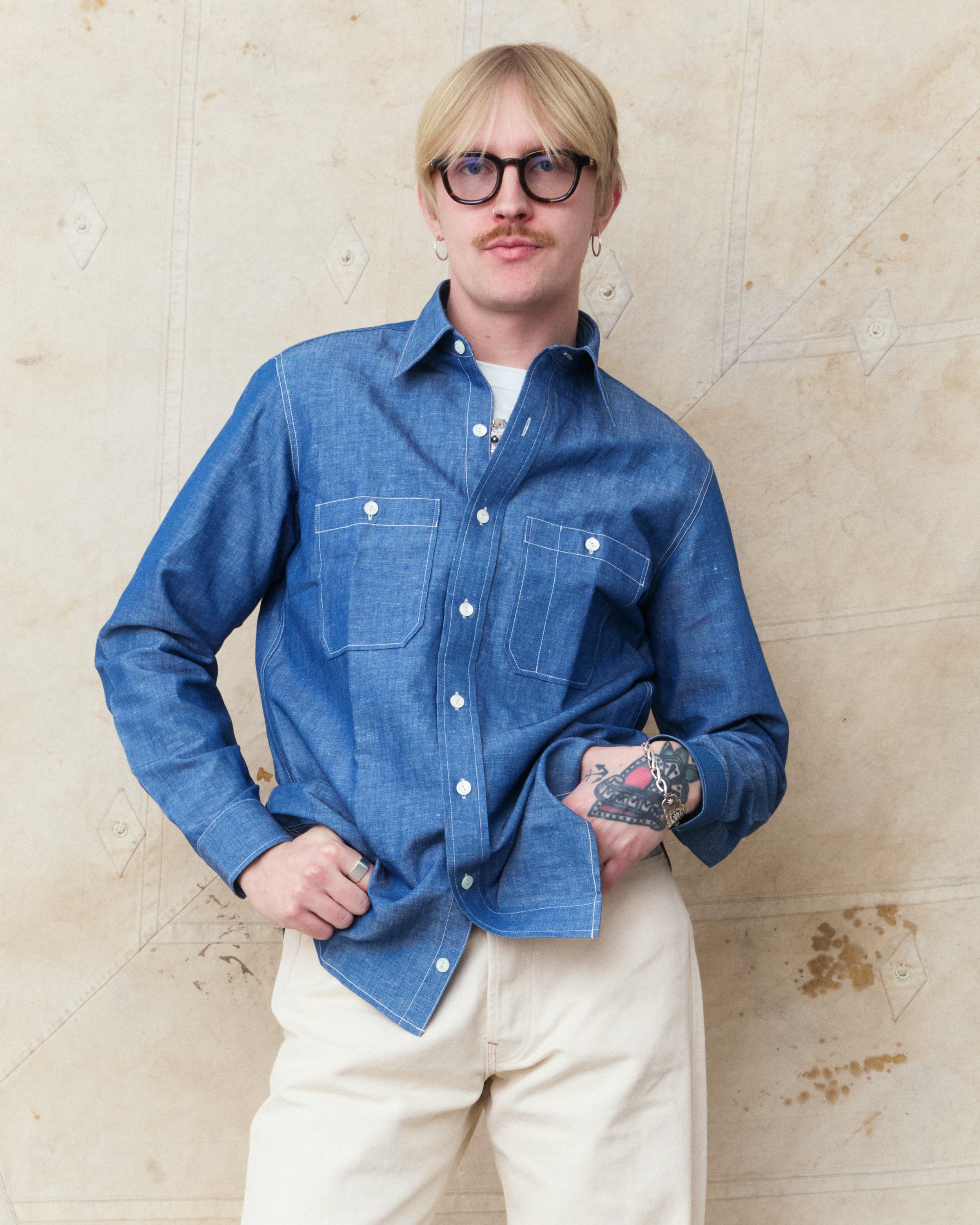 Bryceland's The Hollywood Tailors Label Perfect Chambray USN Shirt