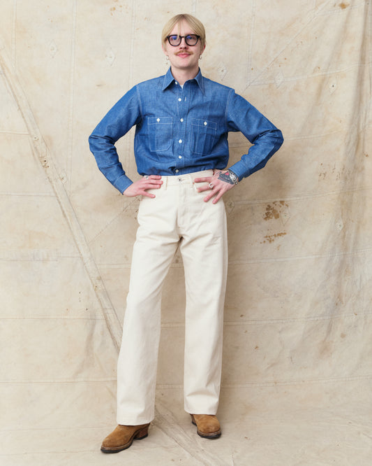 Bryceland's The Hollywood Tailors Label Perfect Chambray USN Shirt Blue