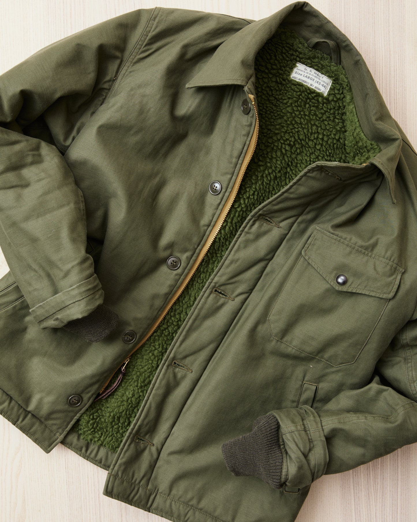 Second Hand Buzz Rickson's BR14956 Type A-2 Deck Jacket Olive Drab Large