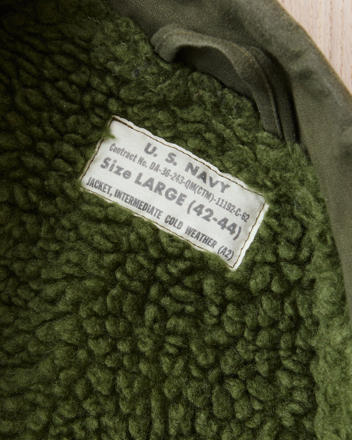 Second Hand Buzz Rickson's BR14956 Type A-2 Deck Jacket Olive Drab Large