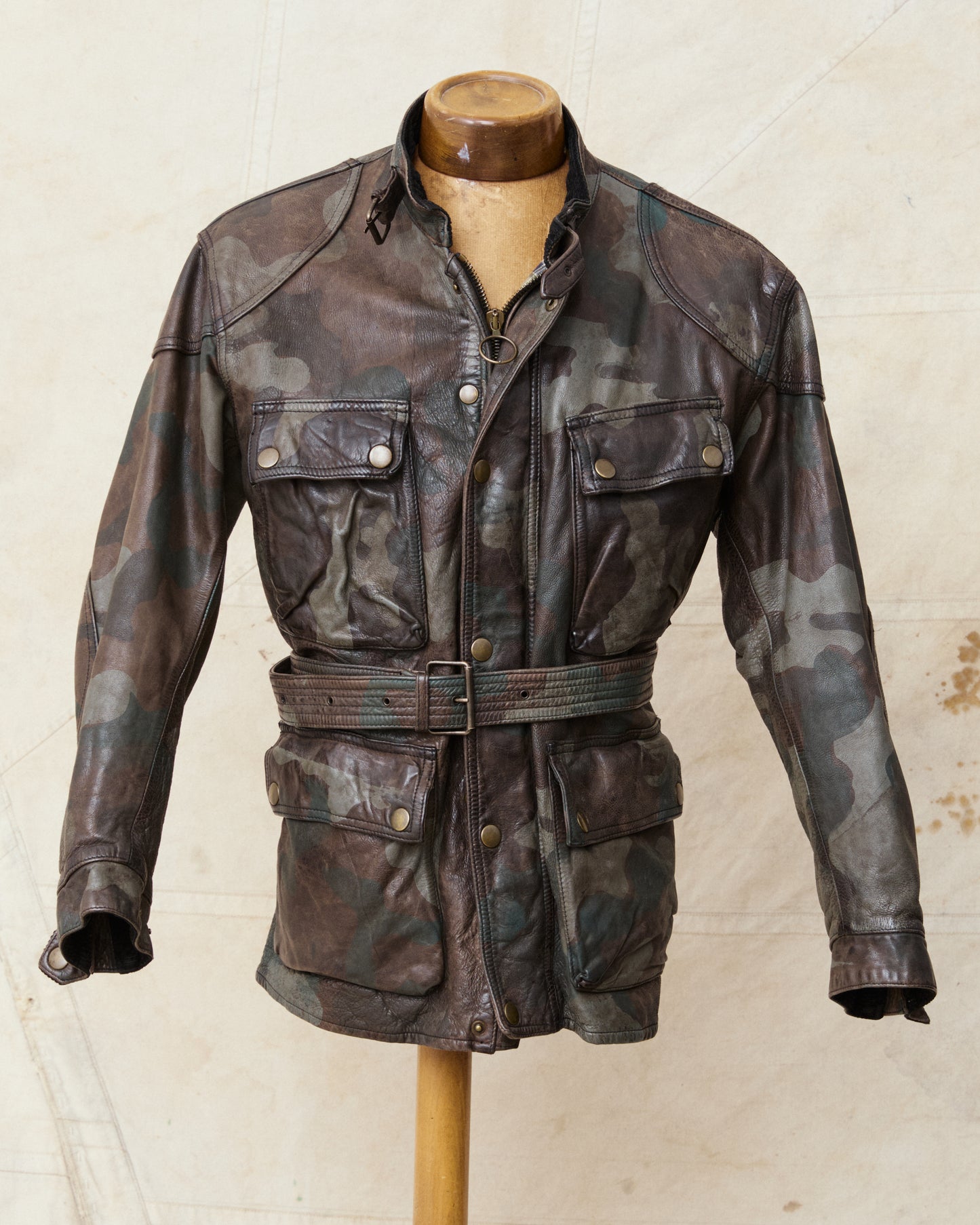 Second Hand Belstaff Panther 1966 Camouflage Leather Jacket L