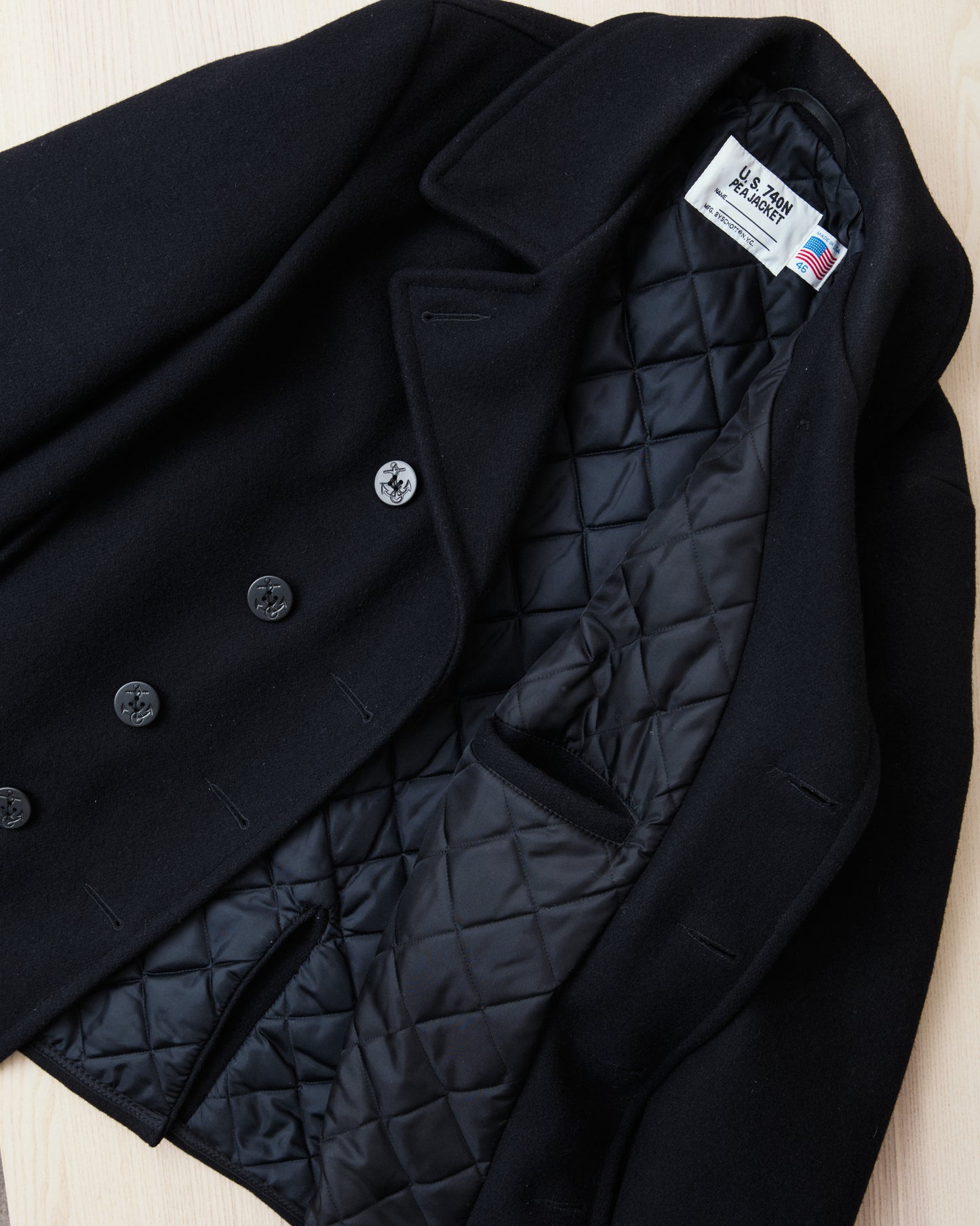 Second Hand Schott USN Wool Pea Coat Size 46
