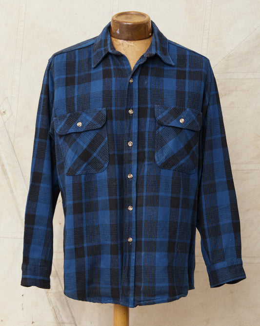 Vintage Five Brother Blue Plaid Flannel Shirt Size L