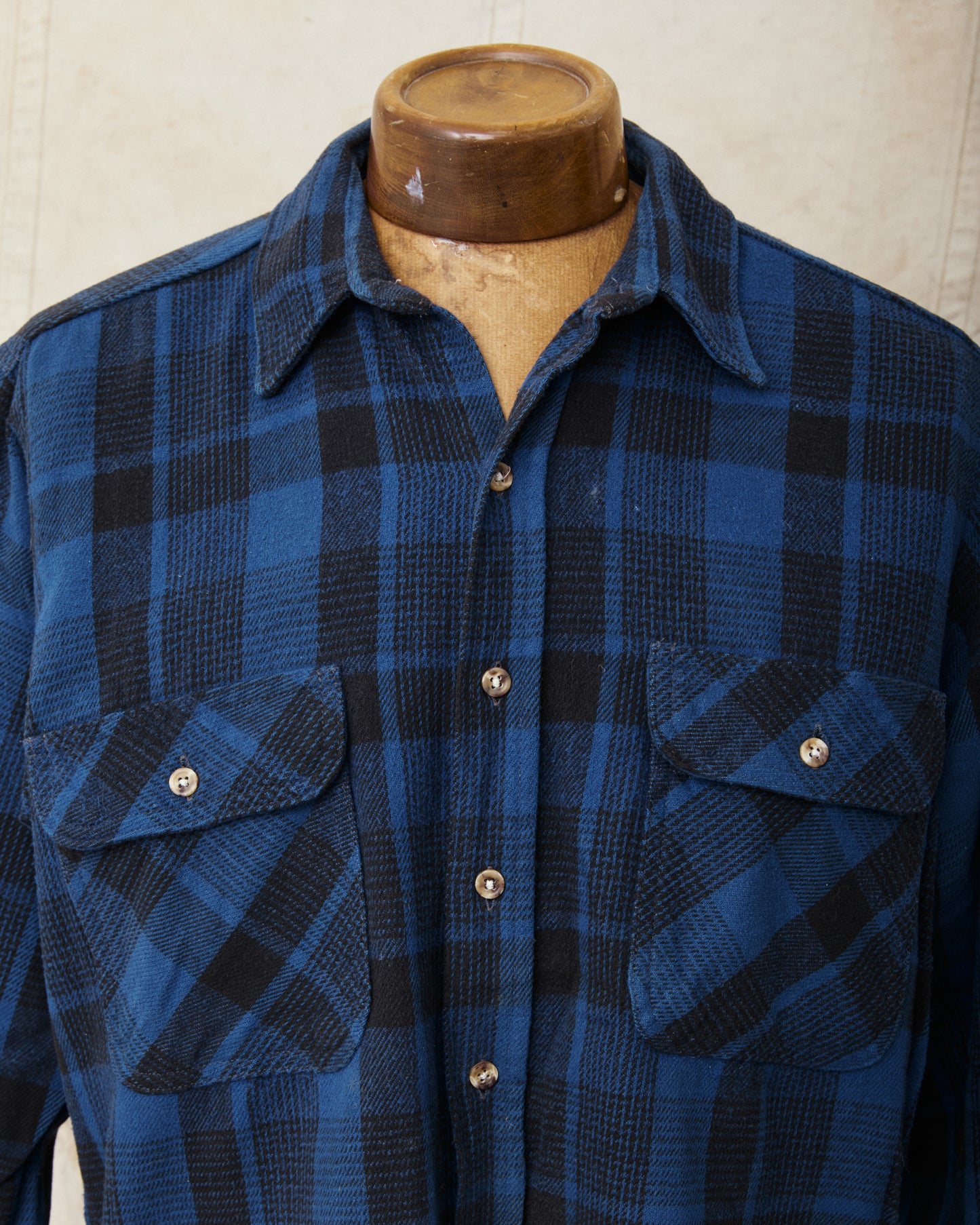 Vintage Five Brother Blue Plaid Flannel Shirt Size L