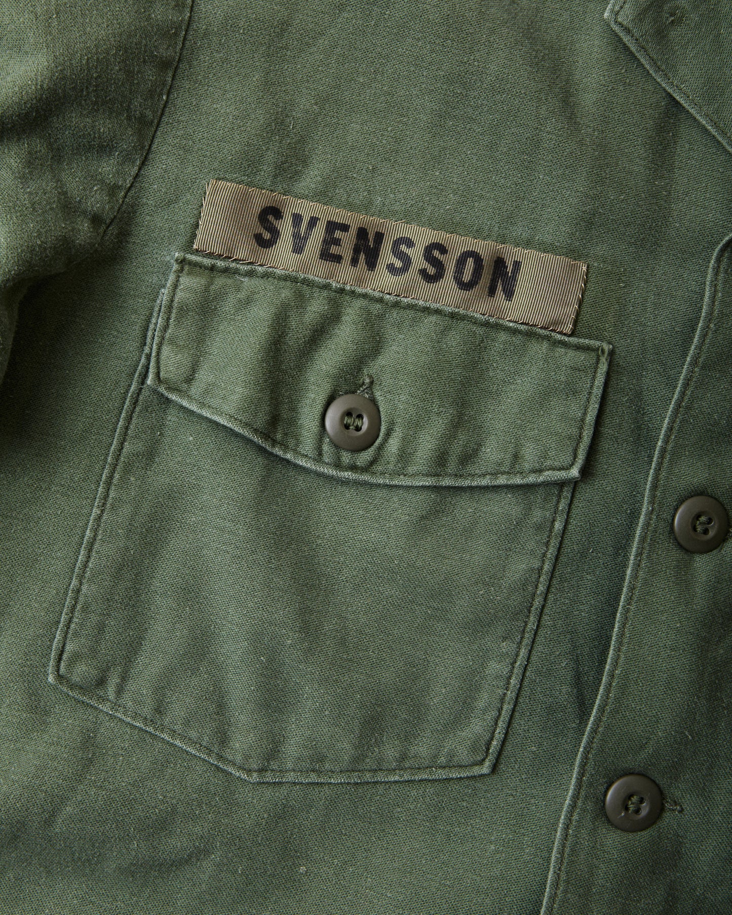 Vintage Original 1970 OG-107 Cotton Sateen US Army Seabees Short Sleeved Shirt