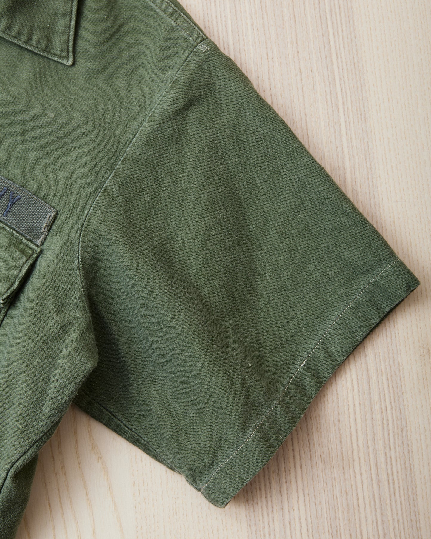 Vintage Original 1970 OG-107 Cotton Sateen US Army Seabees Short Sleeved Shirt