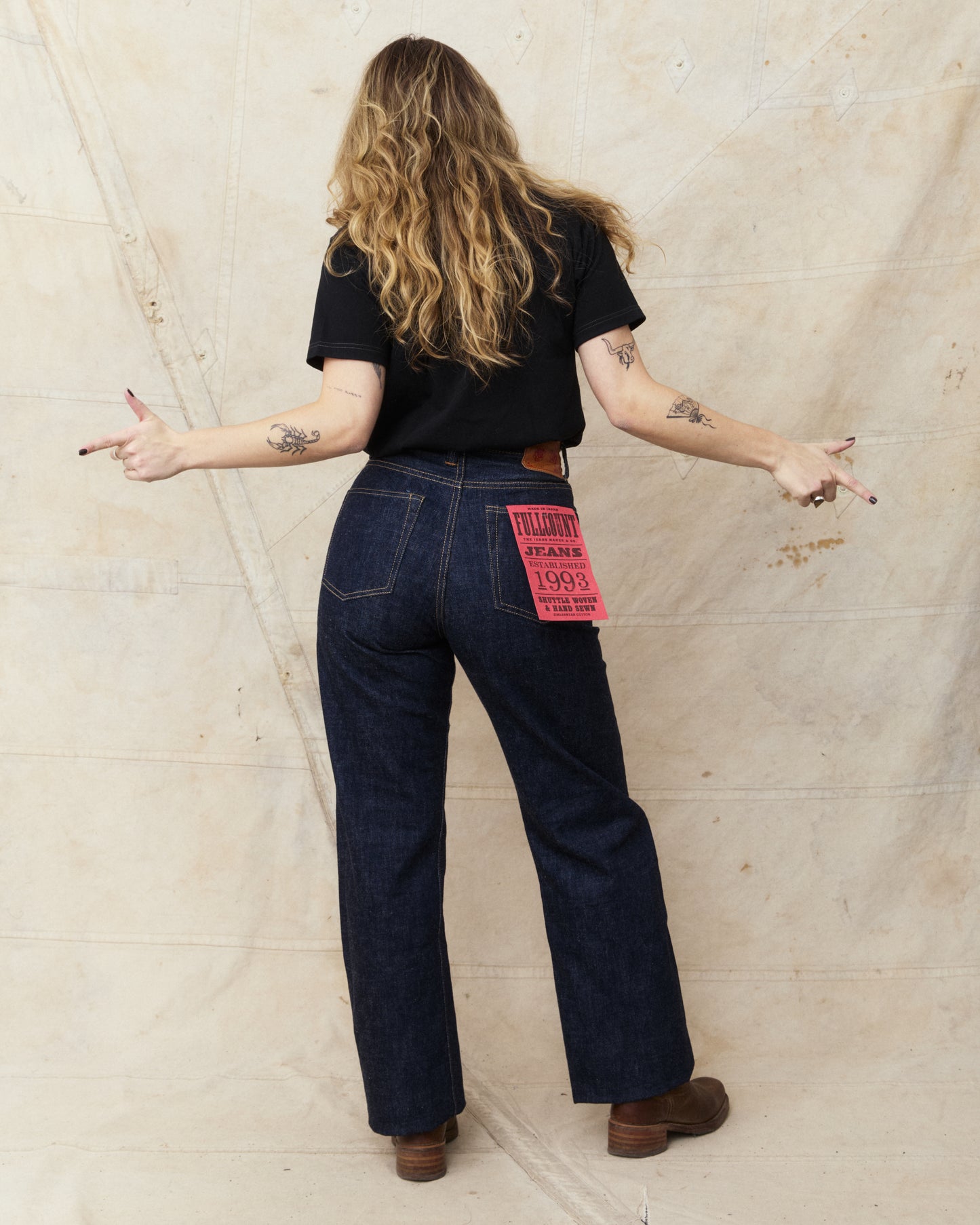 Fullcount 0107-21 Womens Wide Indigo Straight Monroe Denim