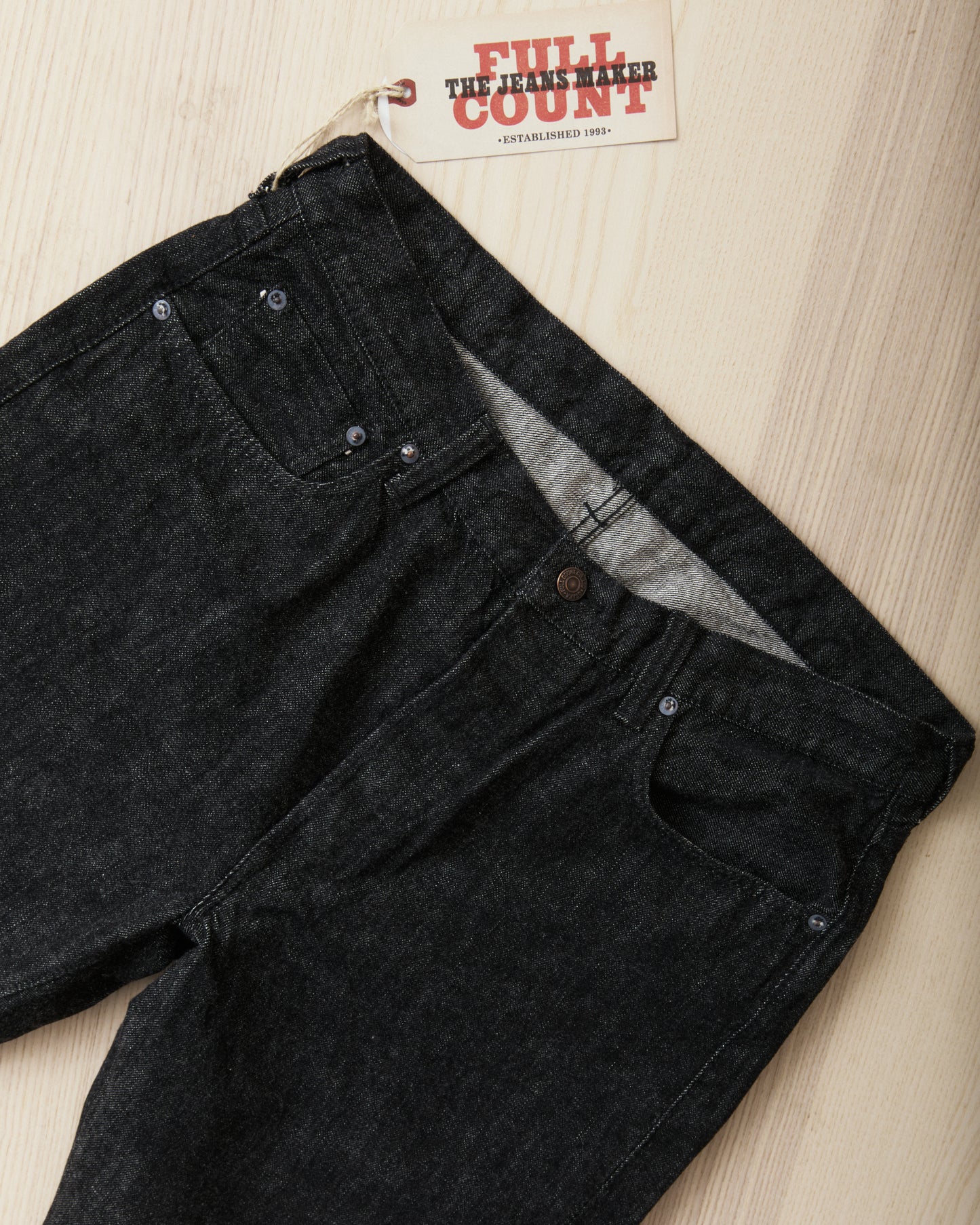 Fullcount 1101BK Straight Black Selvedge Denim