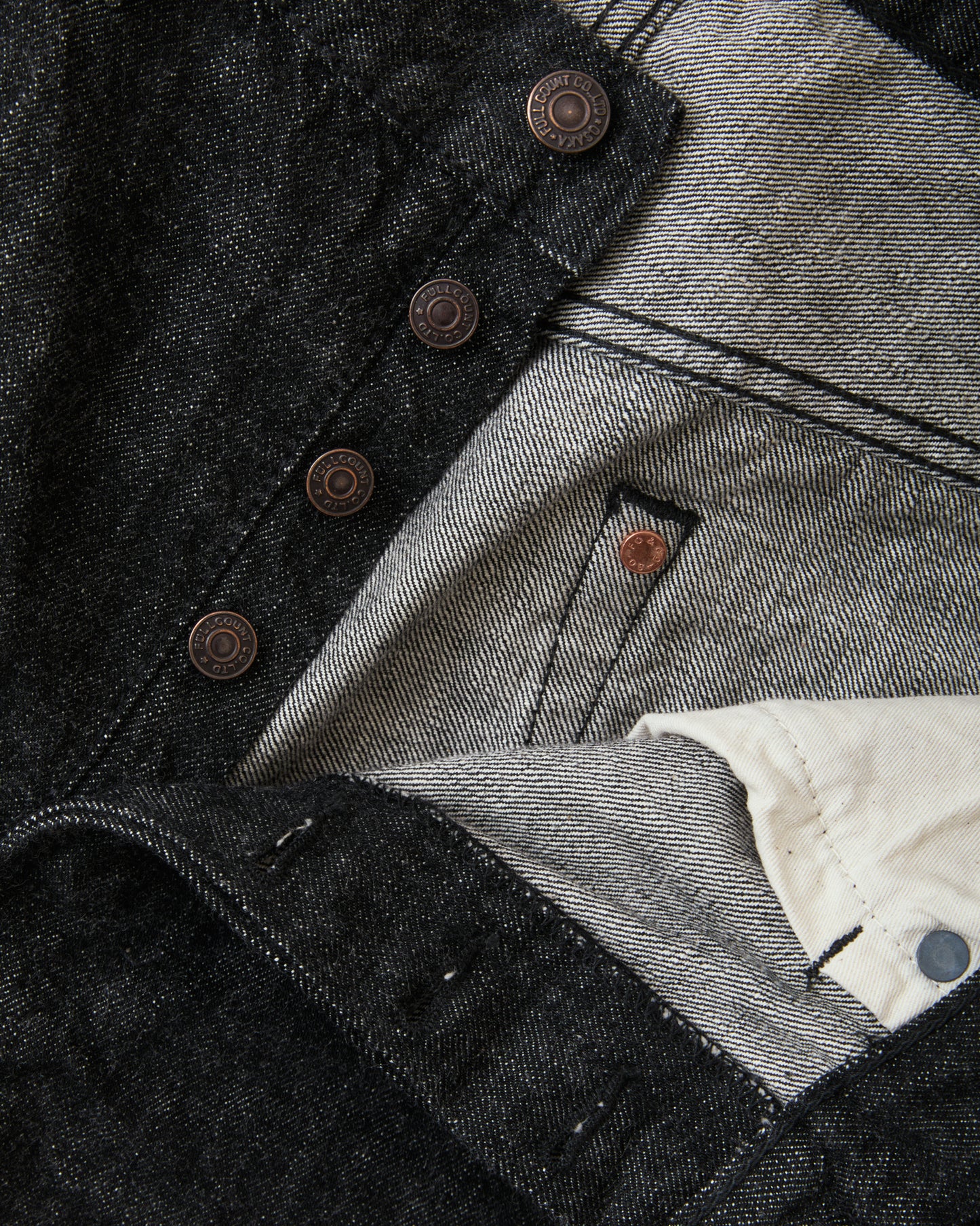 Fullcount 1101BK Straight Black Selvedge Denim