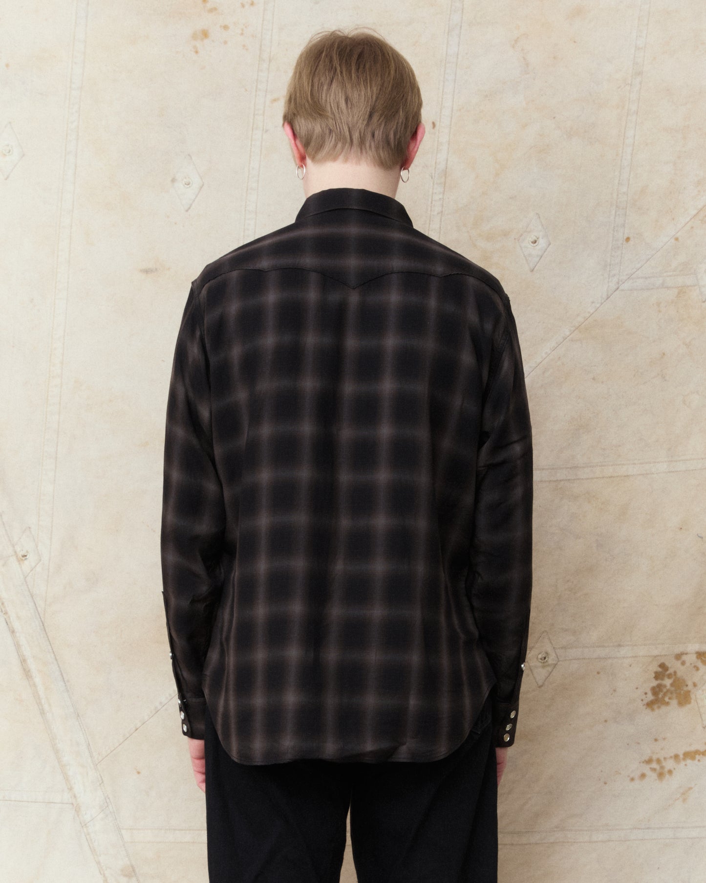 Sugar Cane & Co. Ombre Check Western Shirt Black SC29688