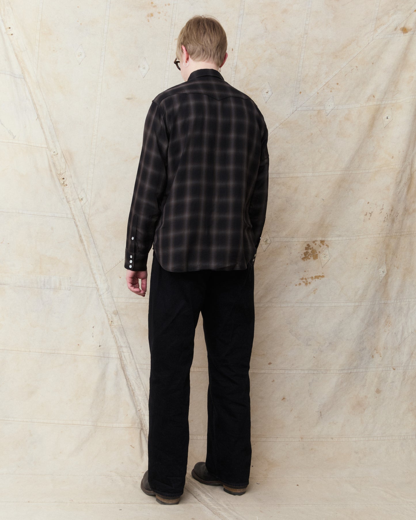 Sugar Cane & Co. Ombre Check Western Shirt Black SC29688