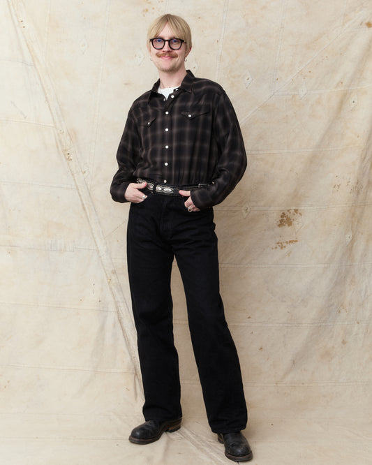 Sugar Cane & Co. Ombre Check Western Shirt Black SC29688