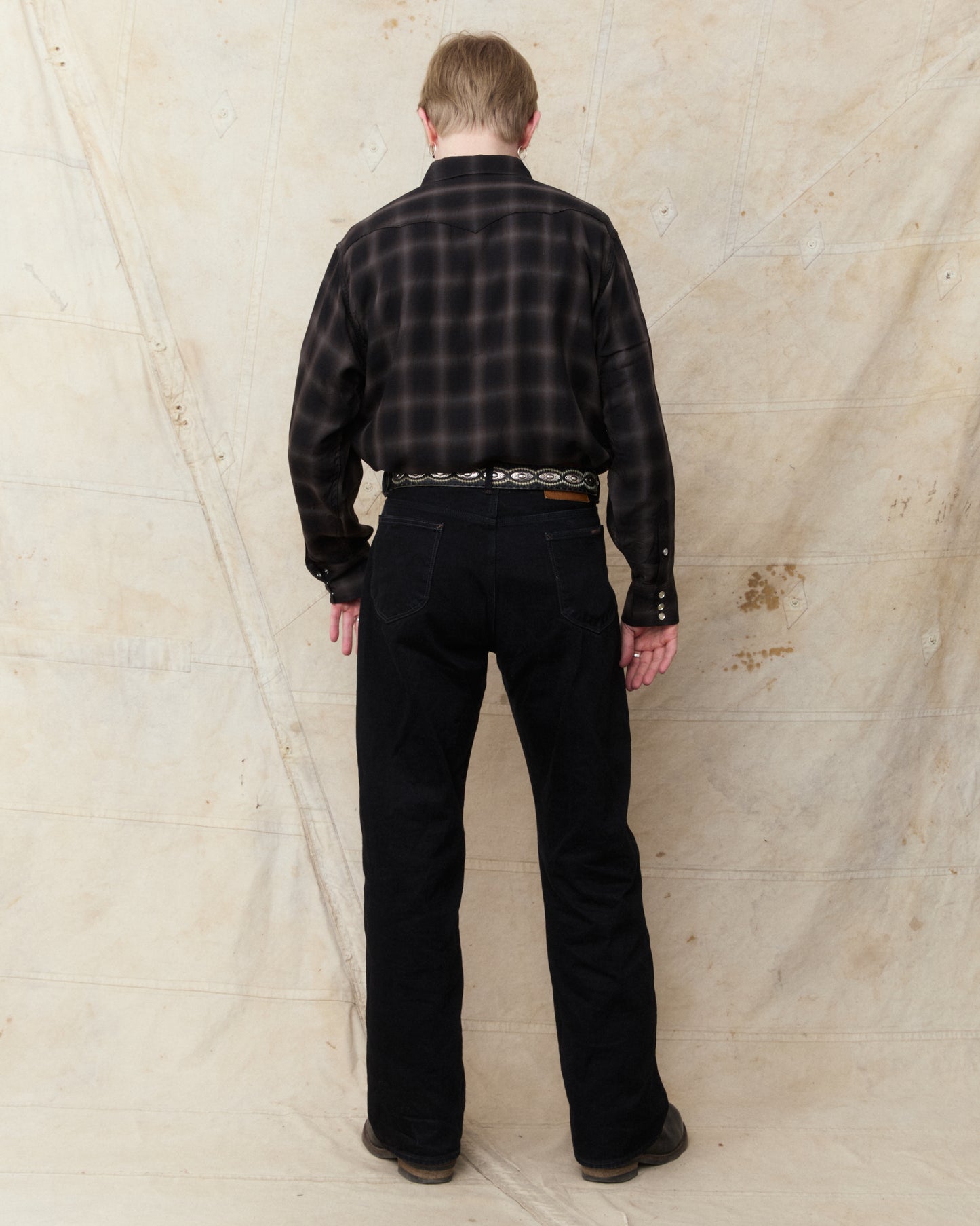 Sugar Cane & Co. Ombre Check Western Shirt Black SC29688