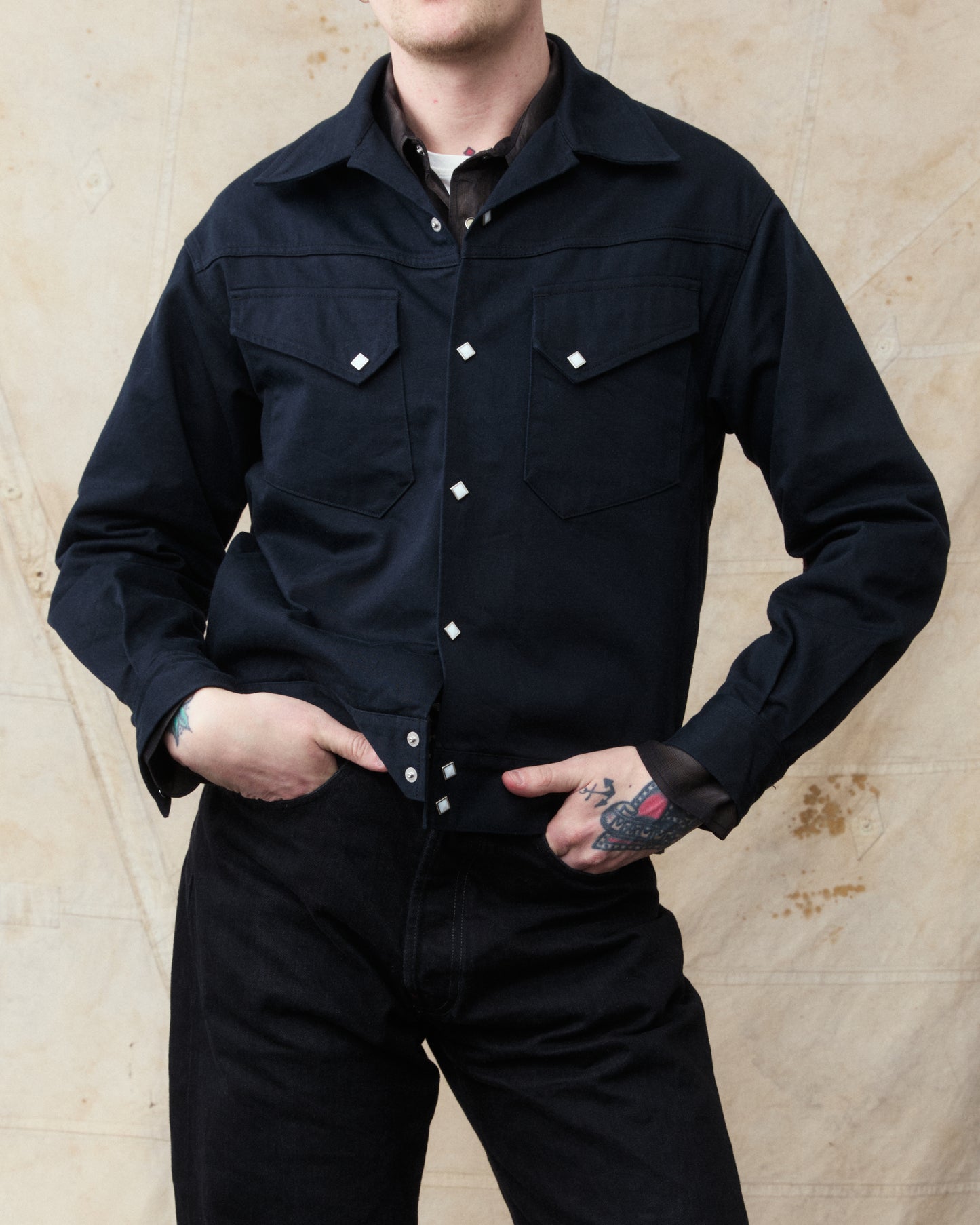 Sugar Cane & Co Satin Western Jacket Black SC15906