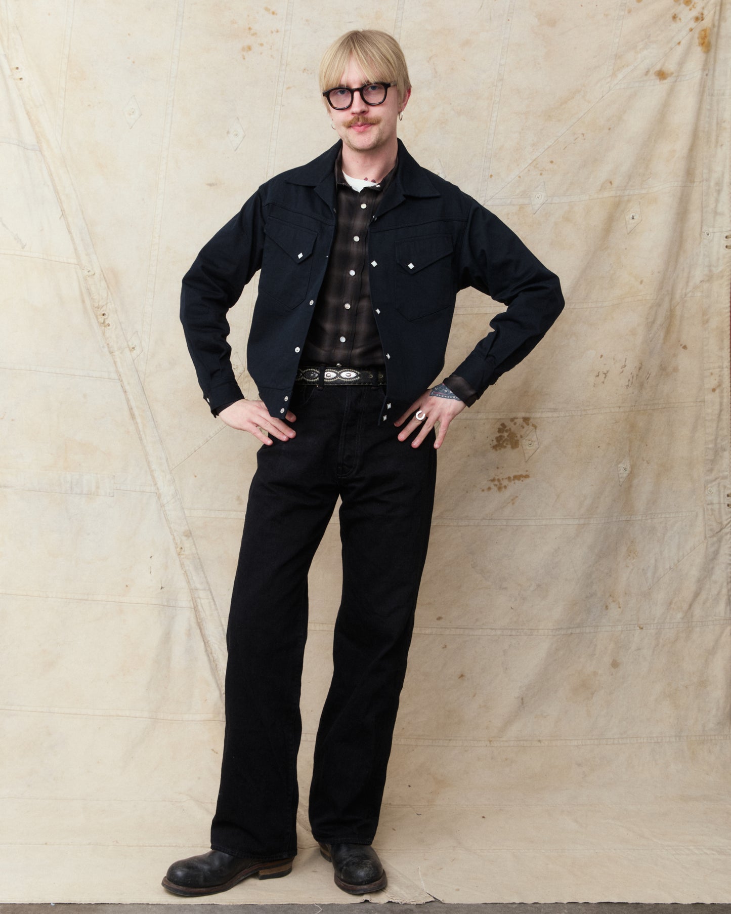 Sugar Cane & Co Satin Western Jacket Black SC15906