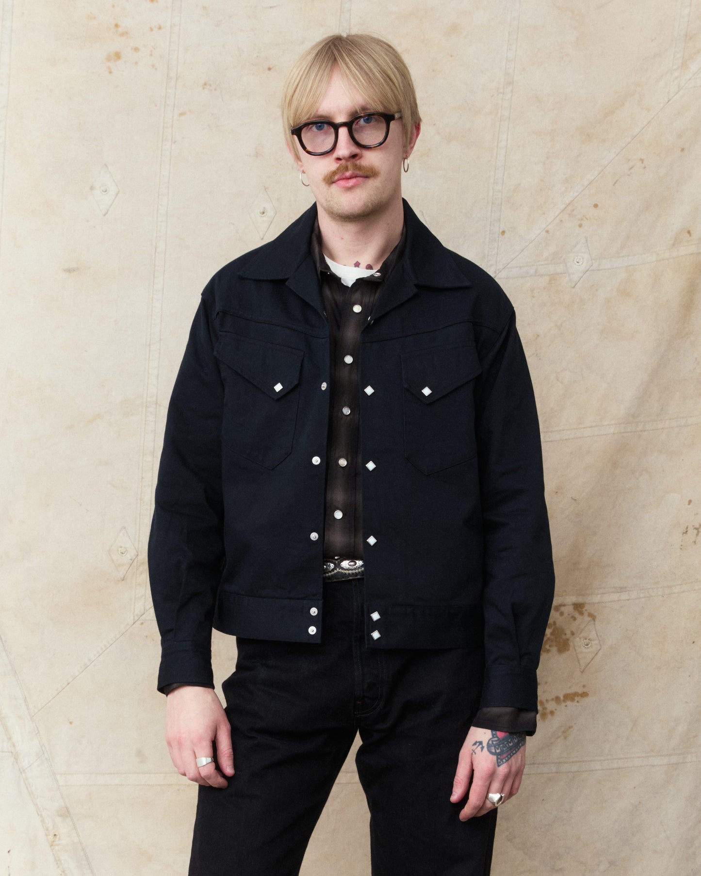 Sugar Cane & Co Satin Western Jacket Black SC15906