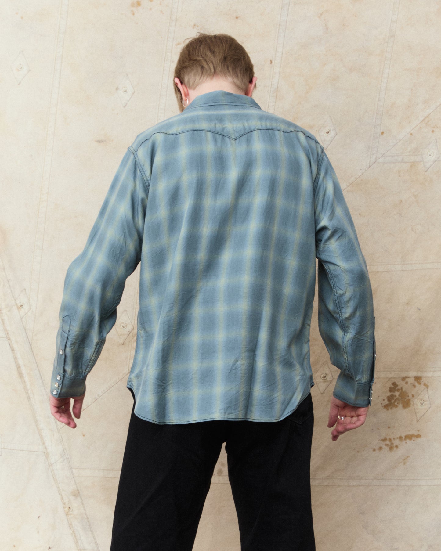 Sugar Cane & Co. Ombre Check Western Shirt Blue SC29688