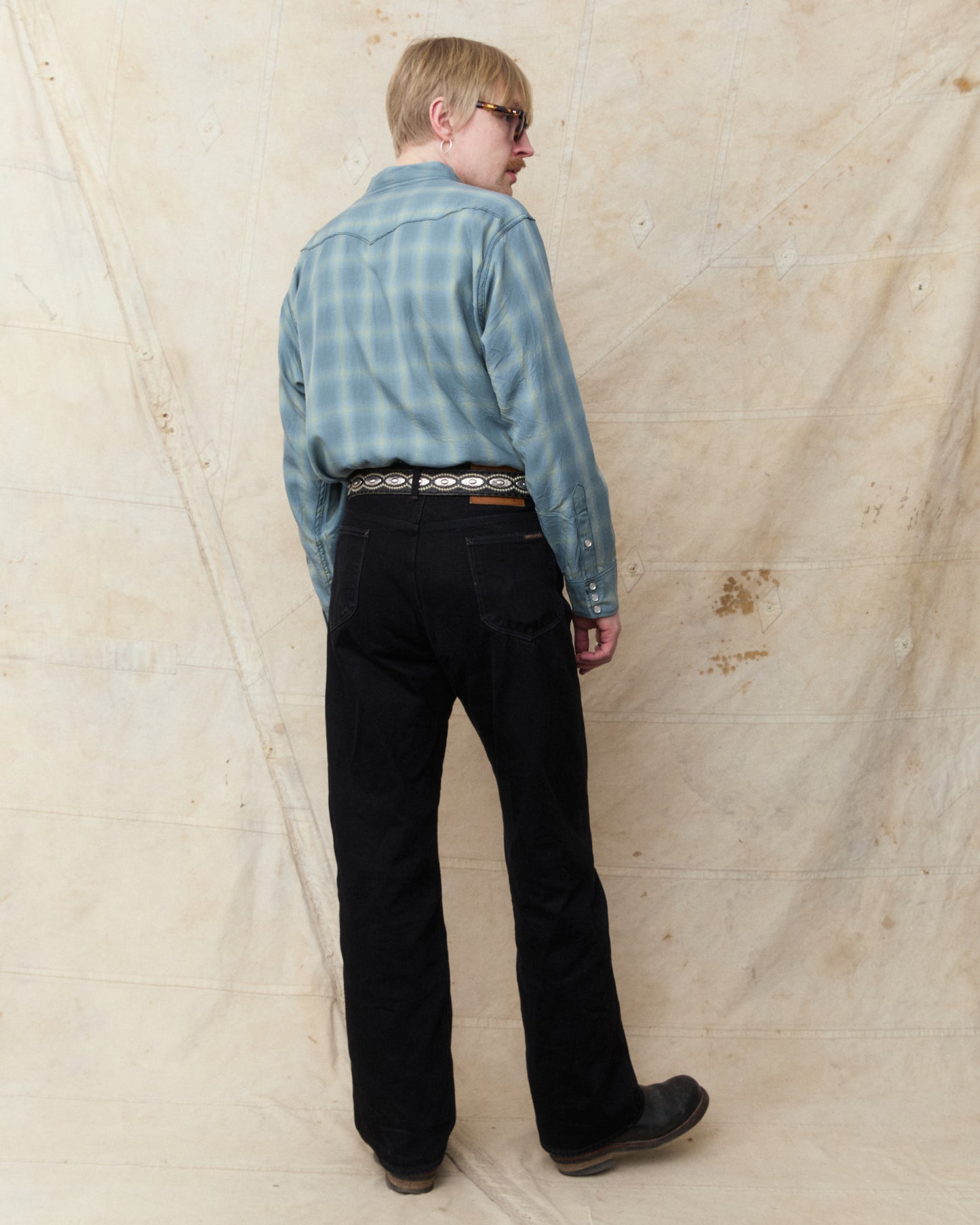 Sugar Cane & Co. Ombre Check Western Shirt Blue SC29688