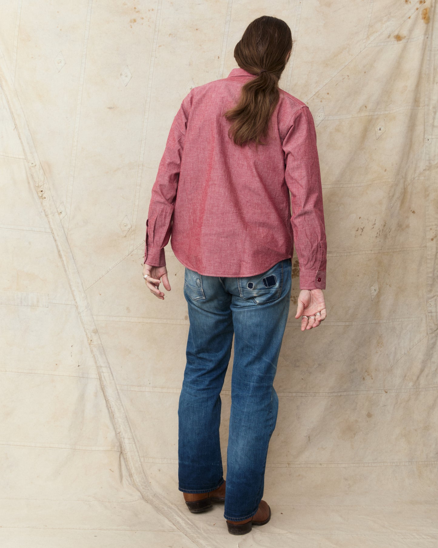 Sugar Cane & Co. Red Chambray Work Shirt SC29682