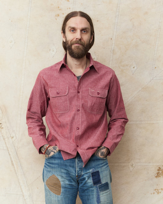 Sugar Cane & Co. Red Chambray Work Shirt SC29682