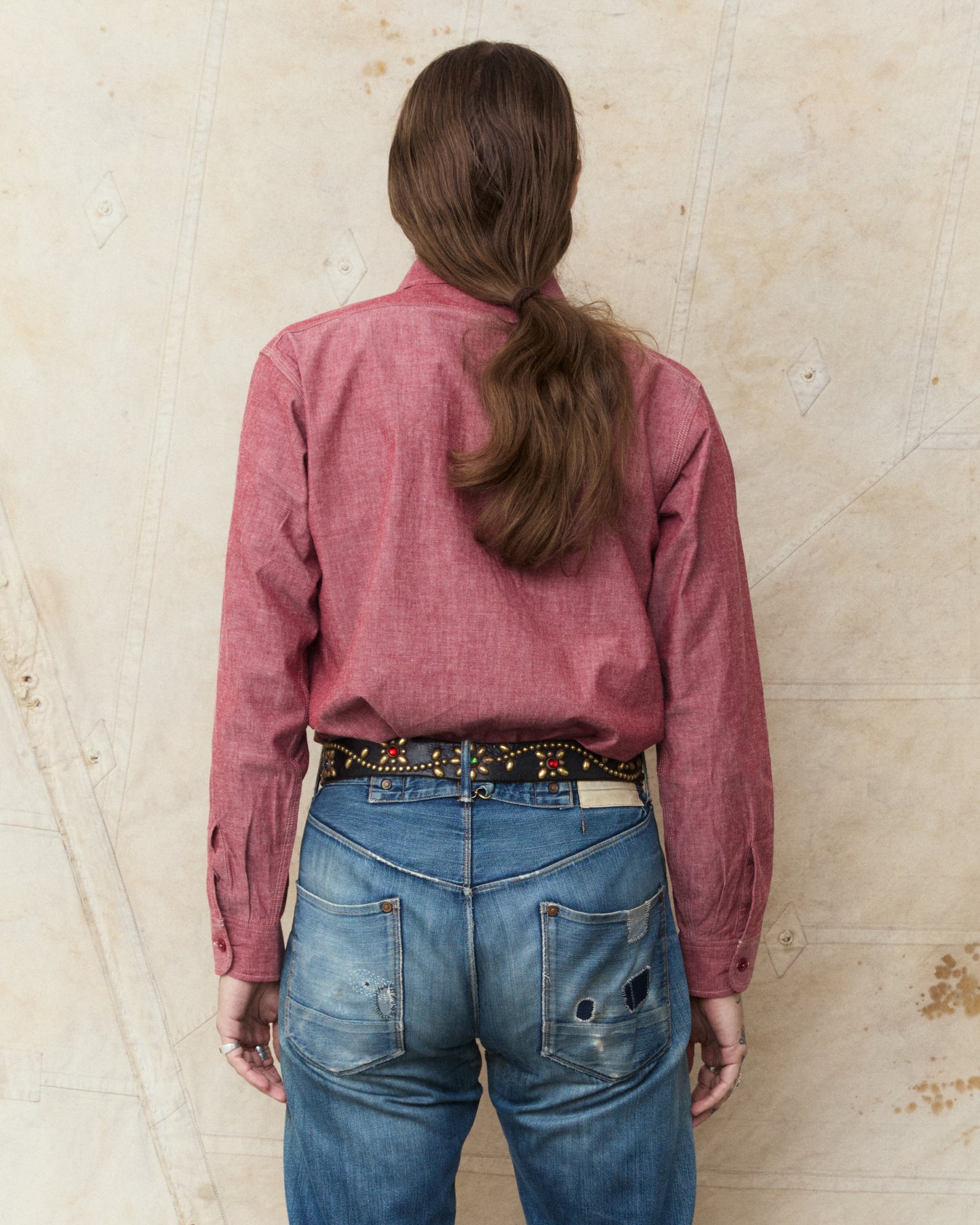 Sugar Cane & Co. Red Chambray Work Shirt SC29682