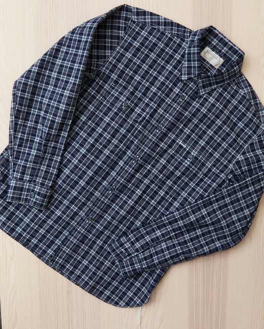 Sugar Cane & Co Fiction Romance 4 Oz Indigo Check Work Shirt SC29672