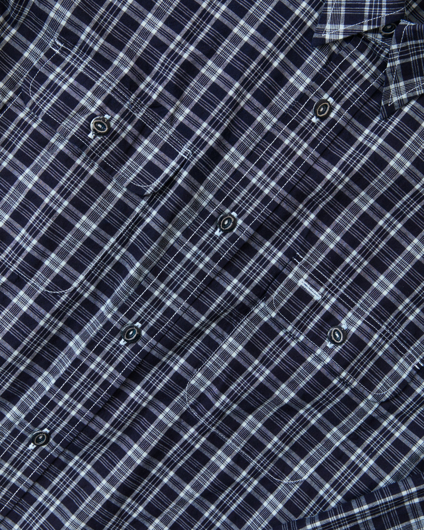 Sugar Cane & Co Fiction Romance 4 Oz Indigo Check Work Shirt SC29672